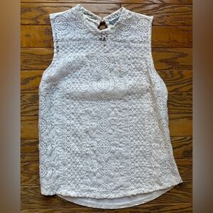 H&M White Lace Front Sleeveless Blouse - Size M